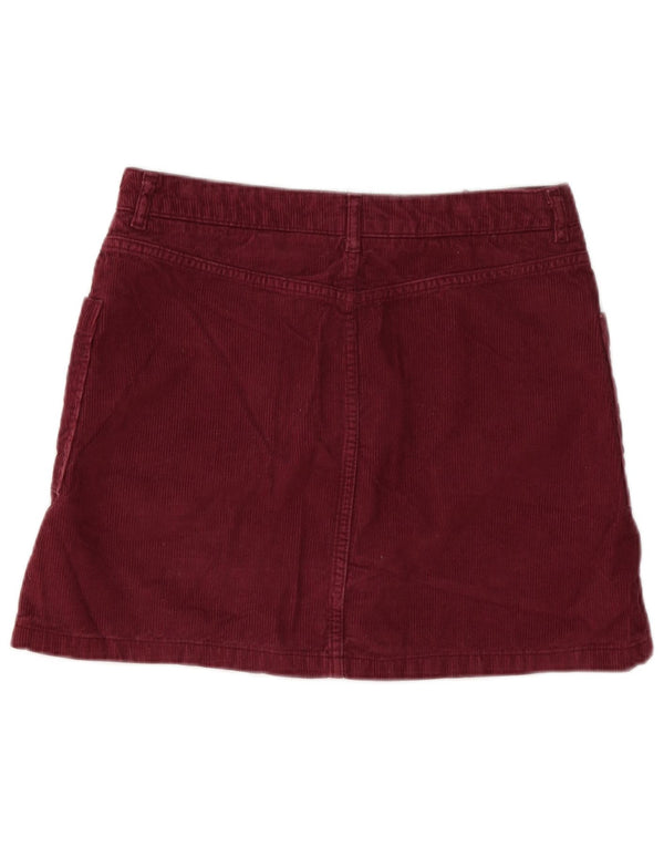 Topshop Donna Moto Mini Gonna in velluto a coste UK 12 Medio W32 Cotone bordeaux