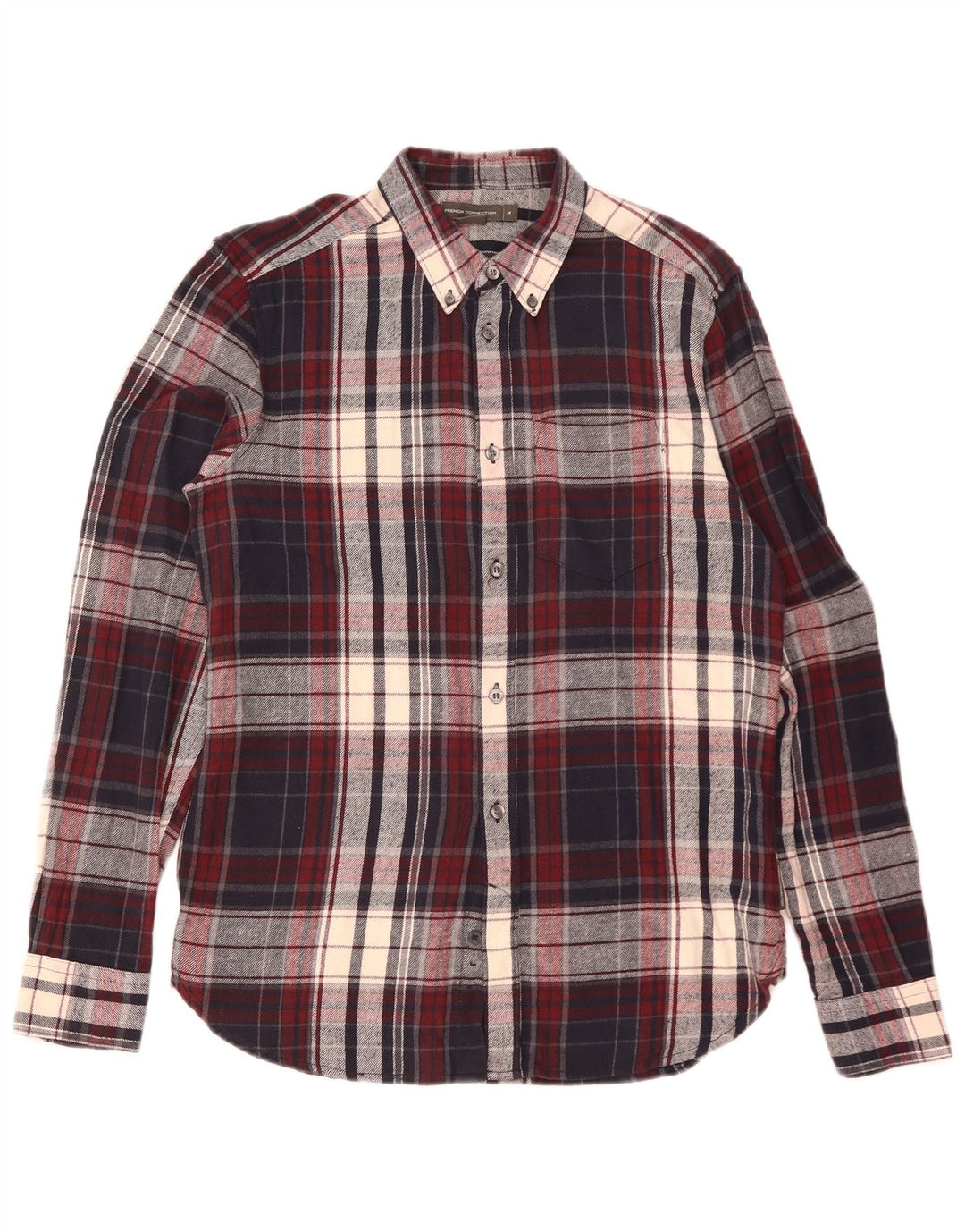Camicia da uomo in flanella French Connection, cotone a quadri bordeaux medio