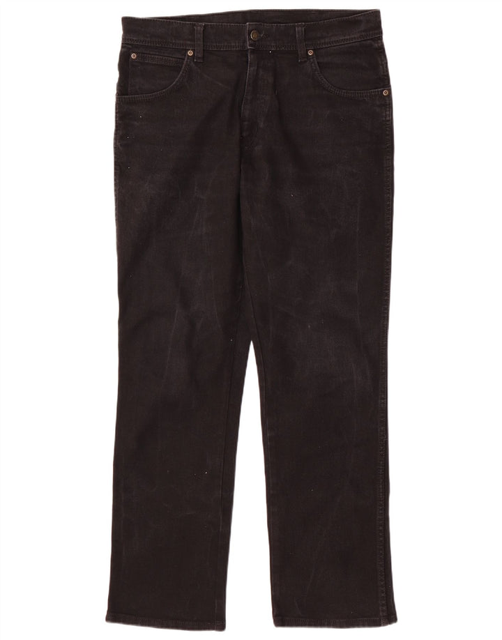 Jeans dritti da uomo Wrangler vestibilità regolare W34 L30 cotone nero