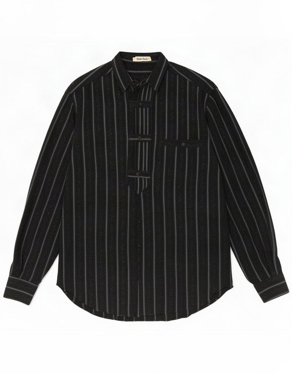 Camicia pullover vintage da uomo grande in acetato a righe nere