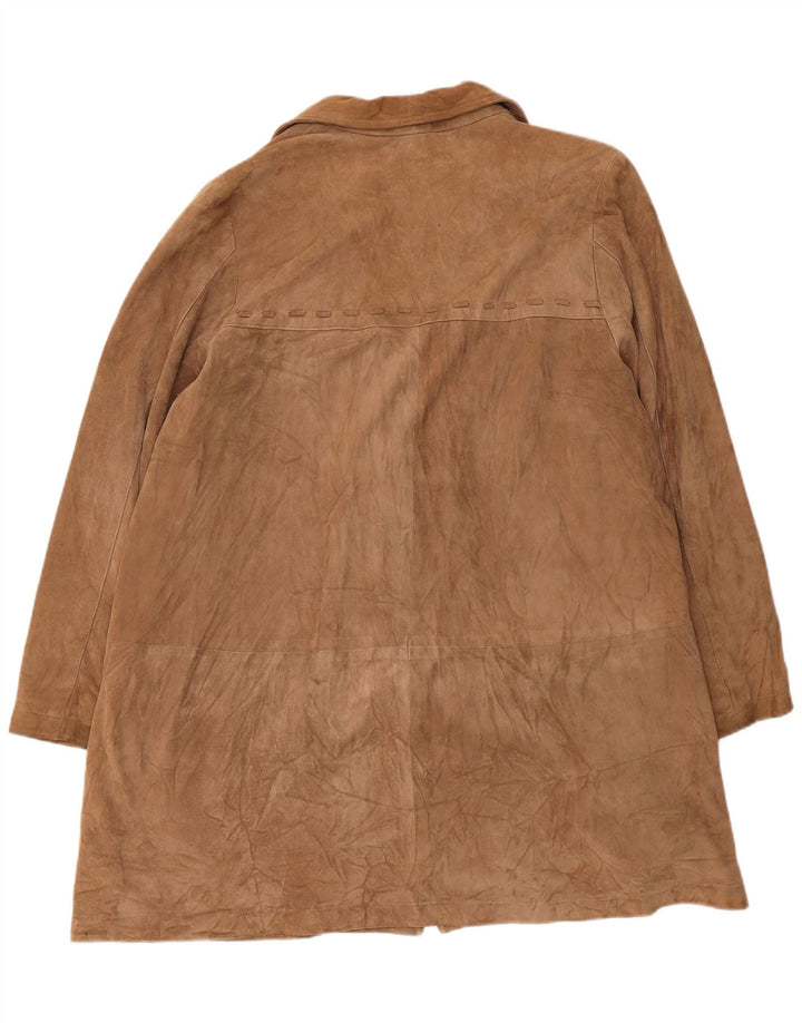 Soprabito vintage da donna in pelle scamosciata UK 14 in pelle beige medio