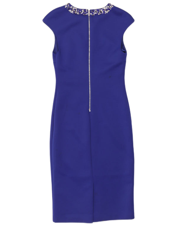 Abito tubino senza maniche da donna Ted Baker taglia 3 poliestere blu medio