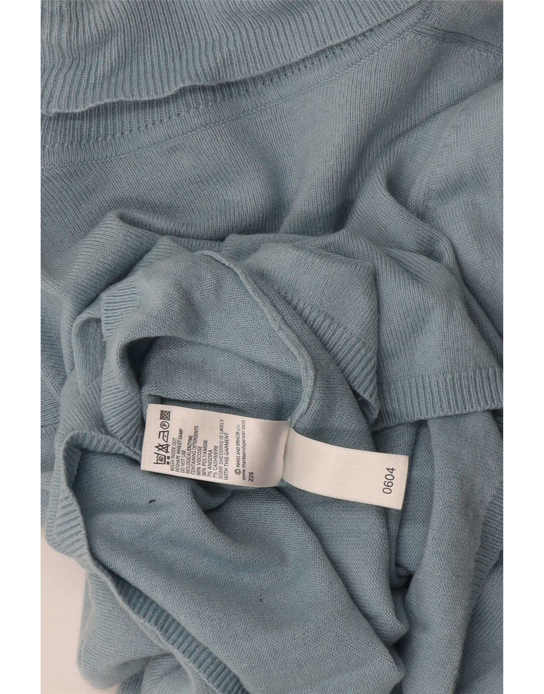 Maglione maglione a collo alto da donna Marks & Spencer UK 14 Viscosa blu medio
