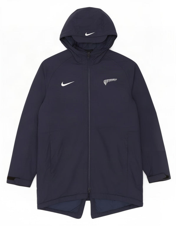 Nike Mens Hooded Padded Coat UK 40 Large Navy Blue Polyester