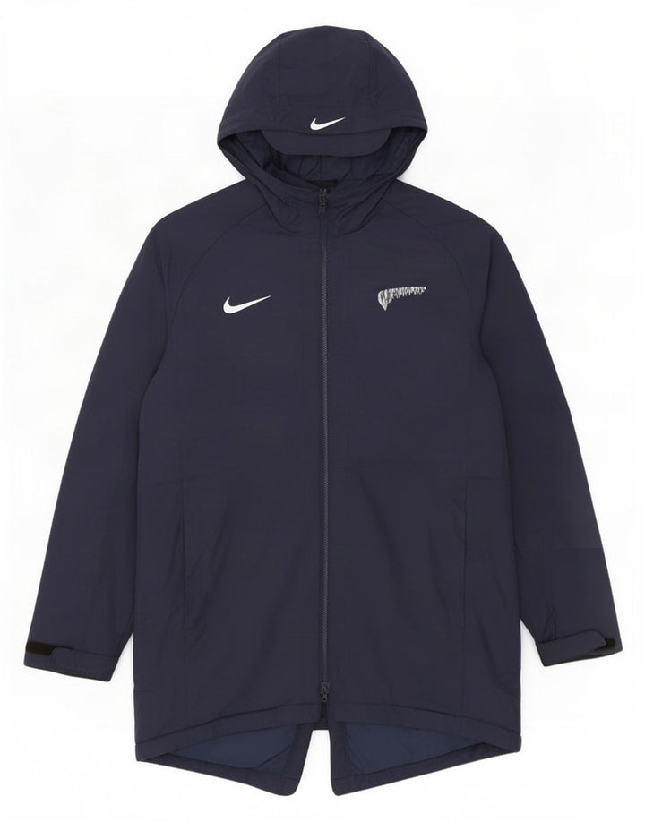 Cappotto imbottito con cappuccio Nike da uomo UK 40 grande poliestere blu navy