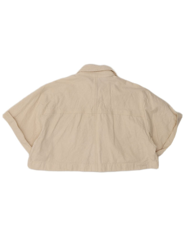 Camicia corta a maniche corte da donna Zara UK 14 Cotone beige medio
