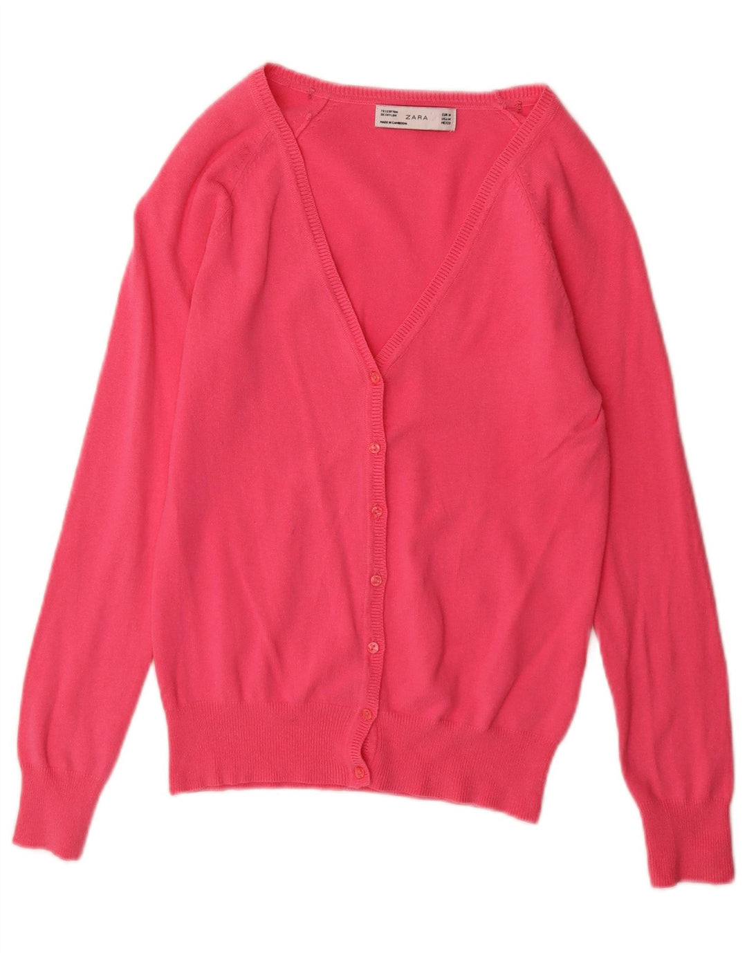 Maglione cardigan da donna Zara UK 12 cotone rosa medio