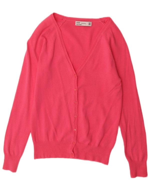Maglione cardigan da donna Zara UK 12 cotone rosa medio