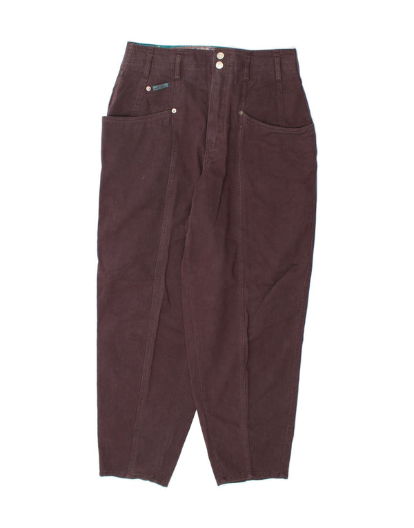 H.I.S Womens High Waist Casual Trousers W34 L29 Brown Cotton