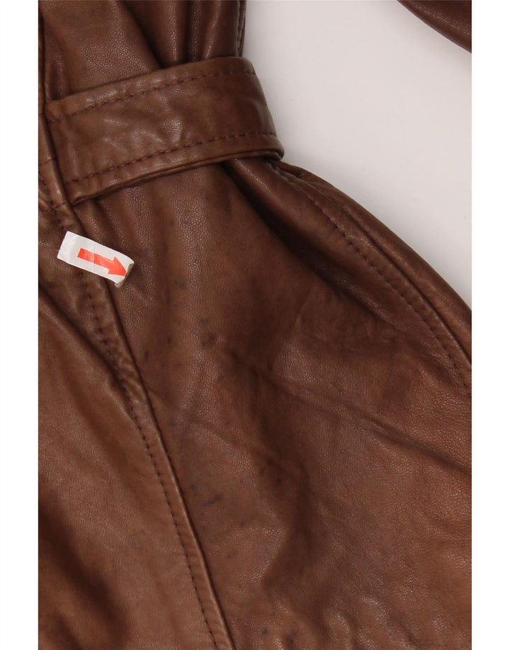 Giacca in pelle oversize da donna vintage UK 18 XL in pelle marrone