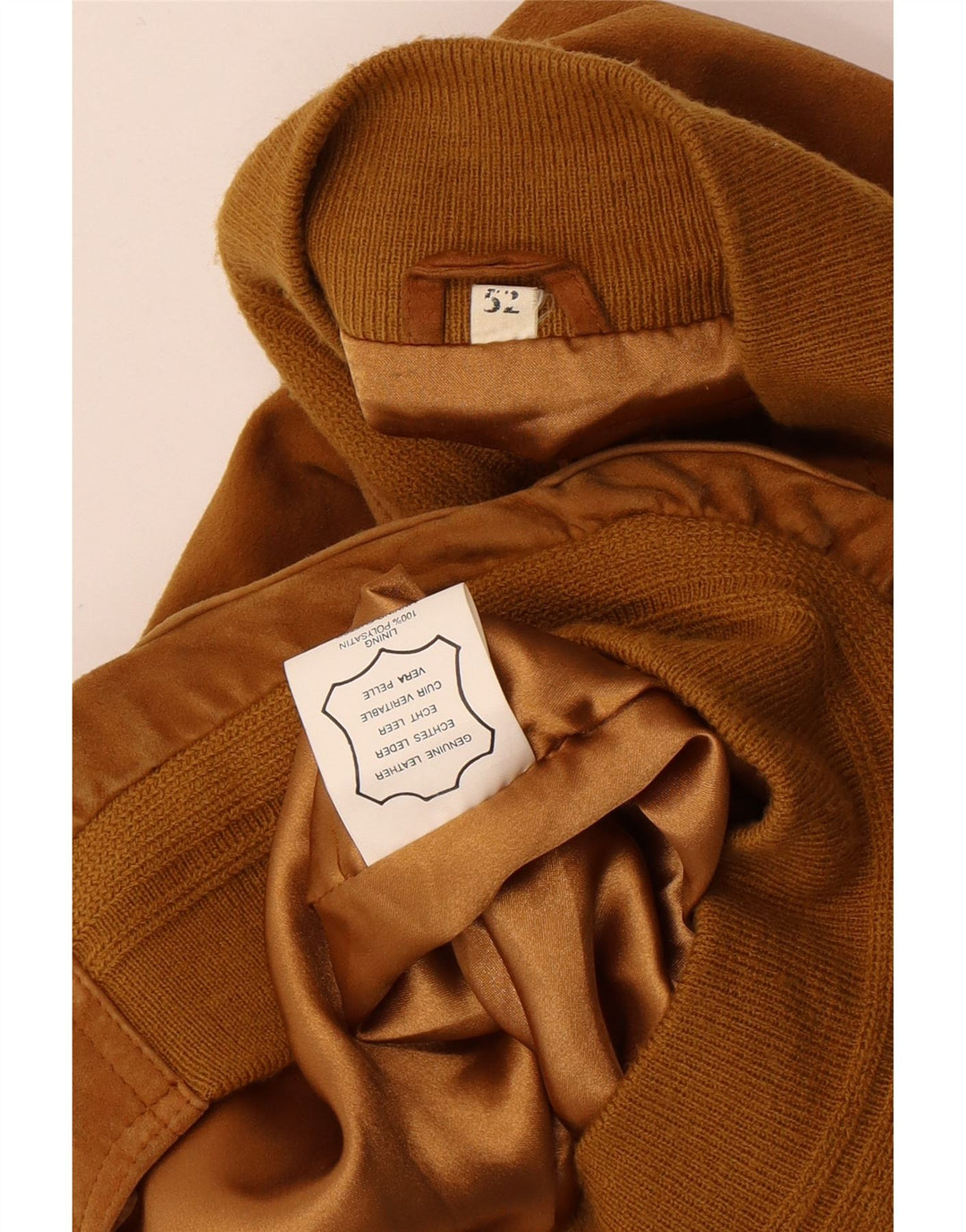 Giubbotto bomber vintage in pelle scamosciata da uomo IT 52 XL in pelle marrone