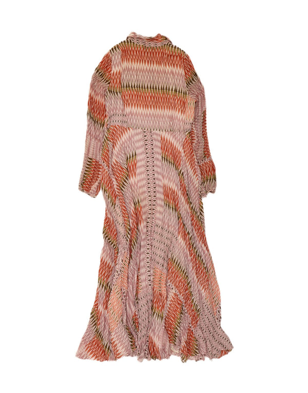 Abito lungo da donna a maniche lunghe in VELLUTO MENTA UK 12 Ikat medio multicolore
