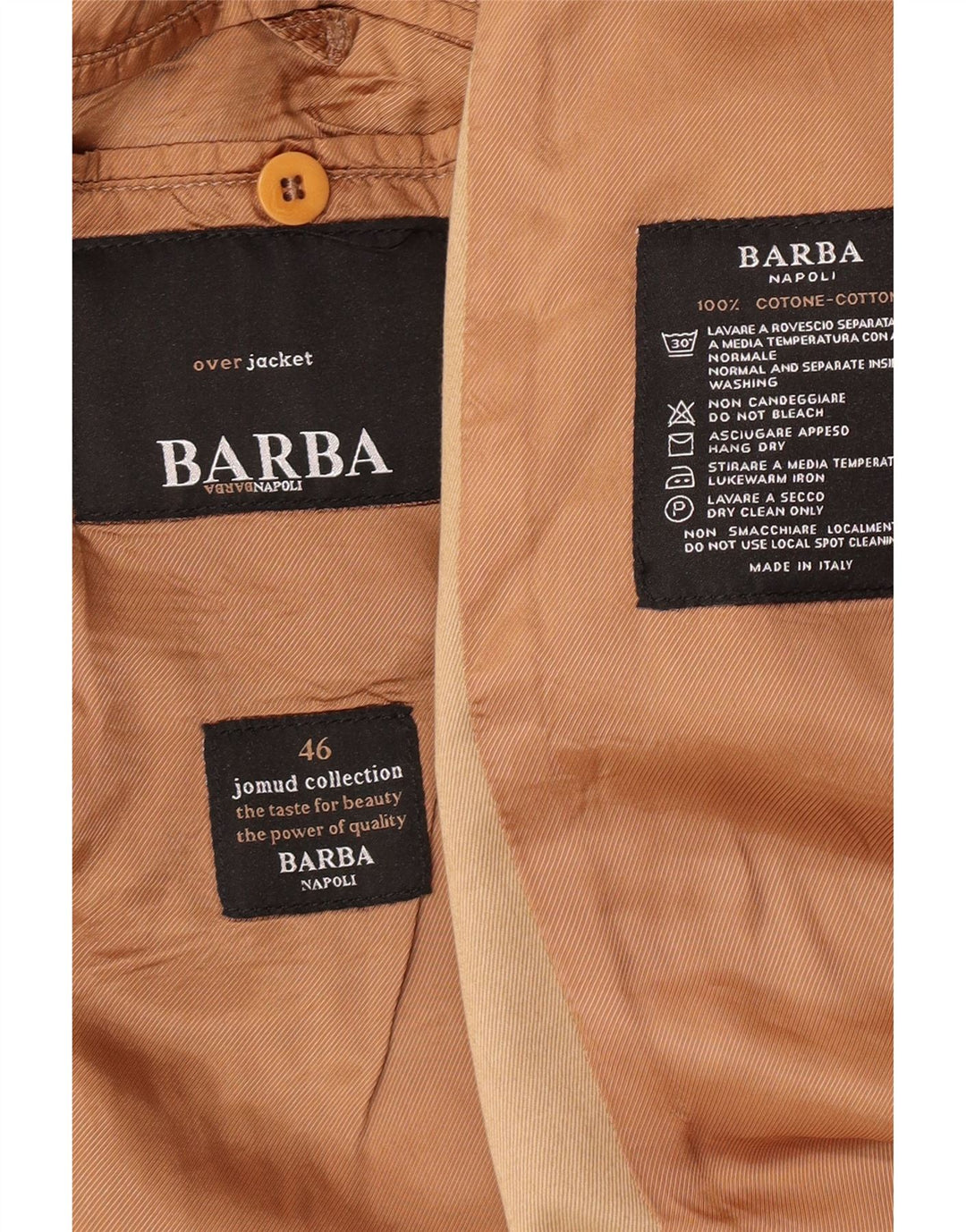 Cappotto Barba Uomo IT 46 Small Cotone Beige