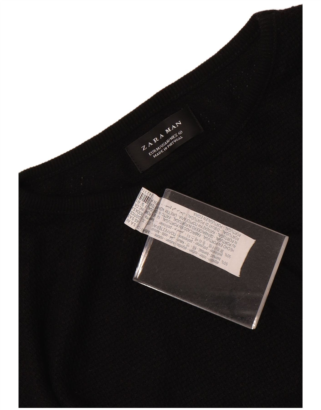 Maglione maglione girocollo da uomo Zara in cotone nero medio