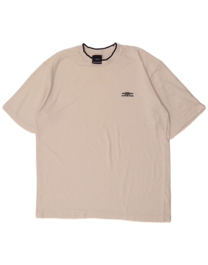 T-shirt grafica da uomo Umbro Top grande in poliestere bianco sporco