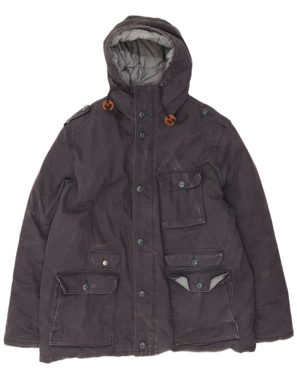 Giacca a vento militare con cappuccio da uomo Levi's UK 44 2XL Cotone blu navy