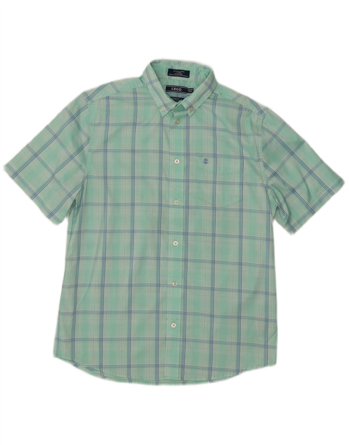 Camicia a maniche corte da ragazzo Izod 15-16 anni XL Poliestere a quadri turchese