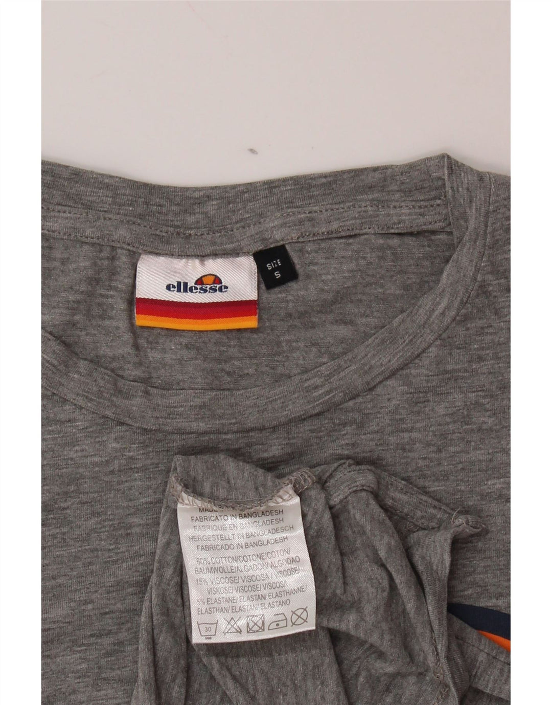 ELLESSE T-shirt grafica da donna Top UK 10 piccolo cotone chiazzato grigio