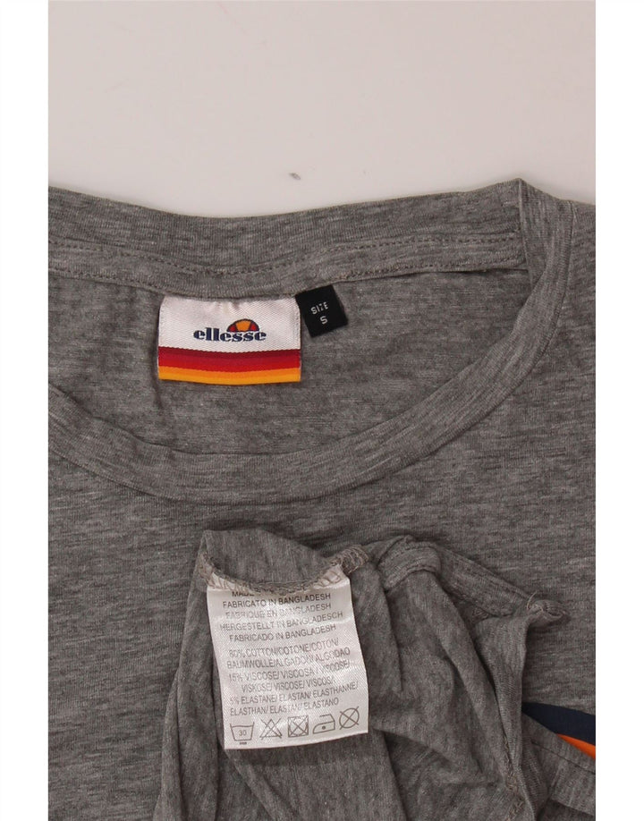 ELLESSE T-shirt grafica da donna Top UK 10 piccolo cotone chiazzato grigio