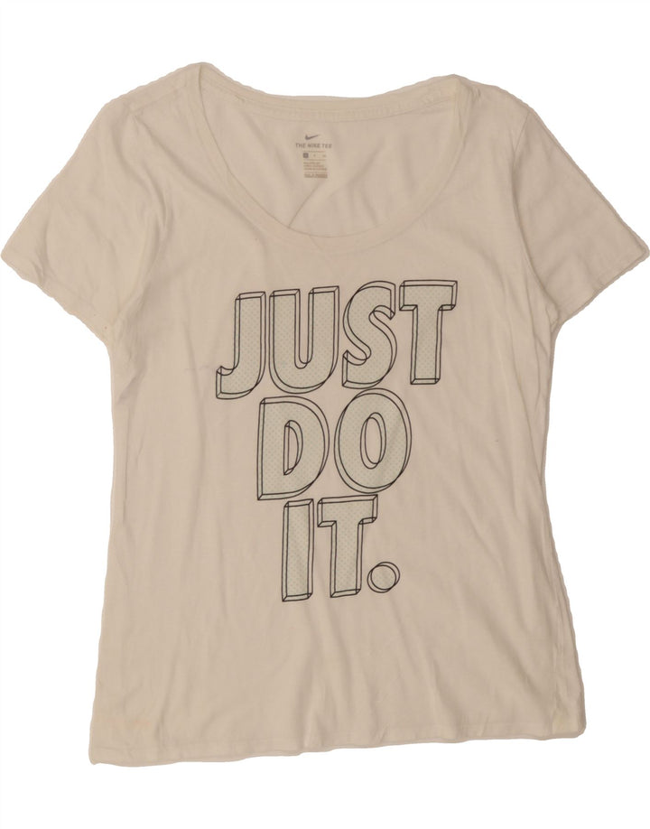 NIKE Womens Graphic T-Shirt Top UK 10 Small White Vintage Nike and Second-Hand Nike from Messina Hembry 