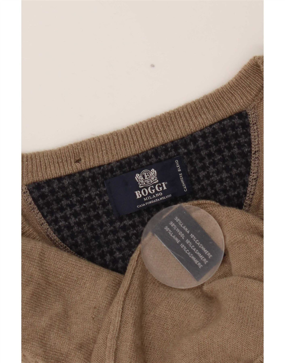 Boggi Maglione da uomo con scollo a V piccolo in lana beige