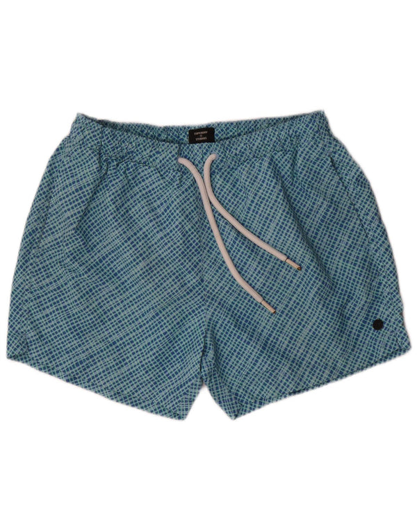 Pantaloncini da bagno da uomo Superdry grandi in poliestere a quadri blu