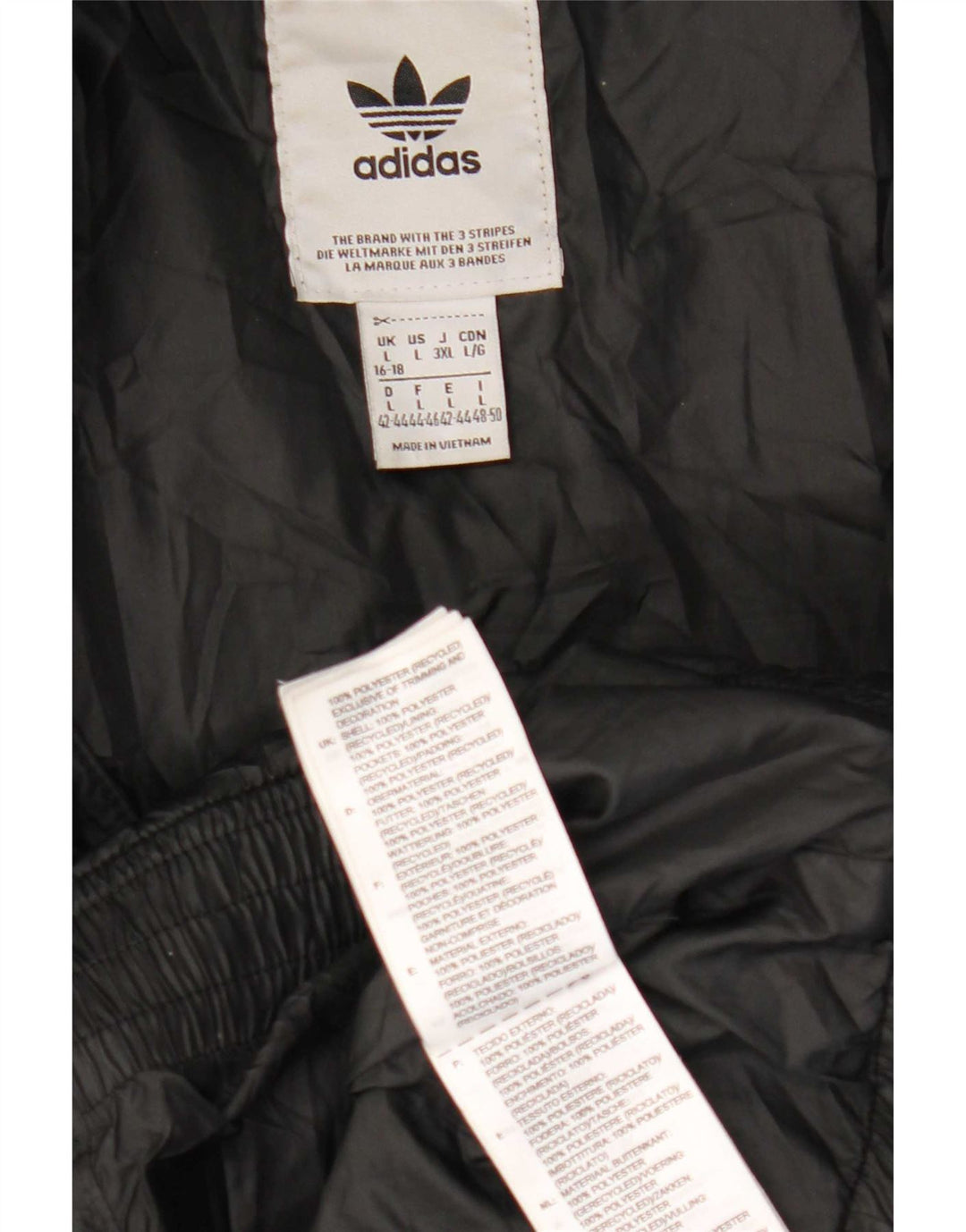Cappotto imbottito con cappuccio da donna Adidas UK 16/18 grande poliestere nero