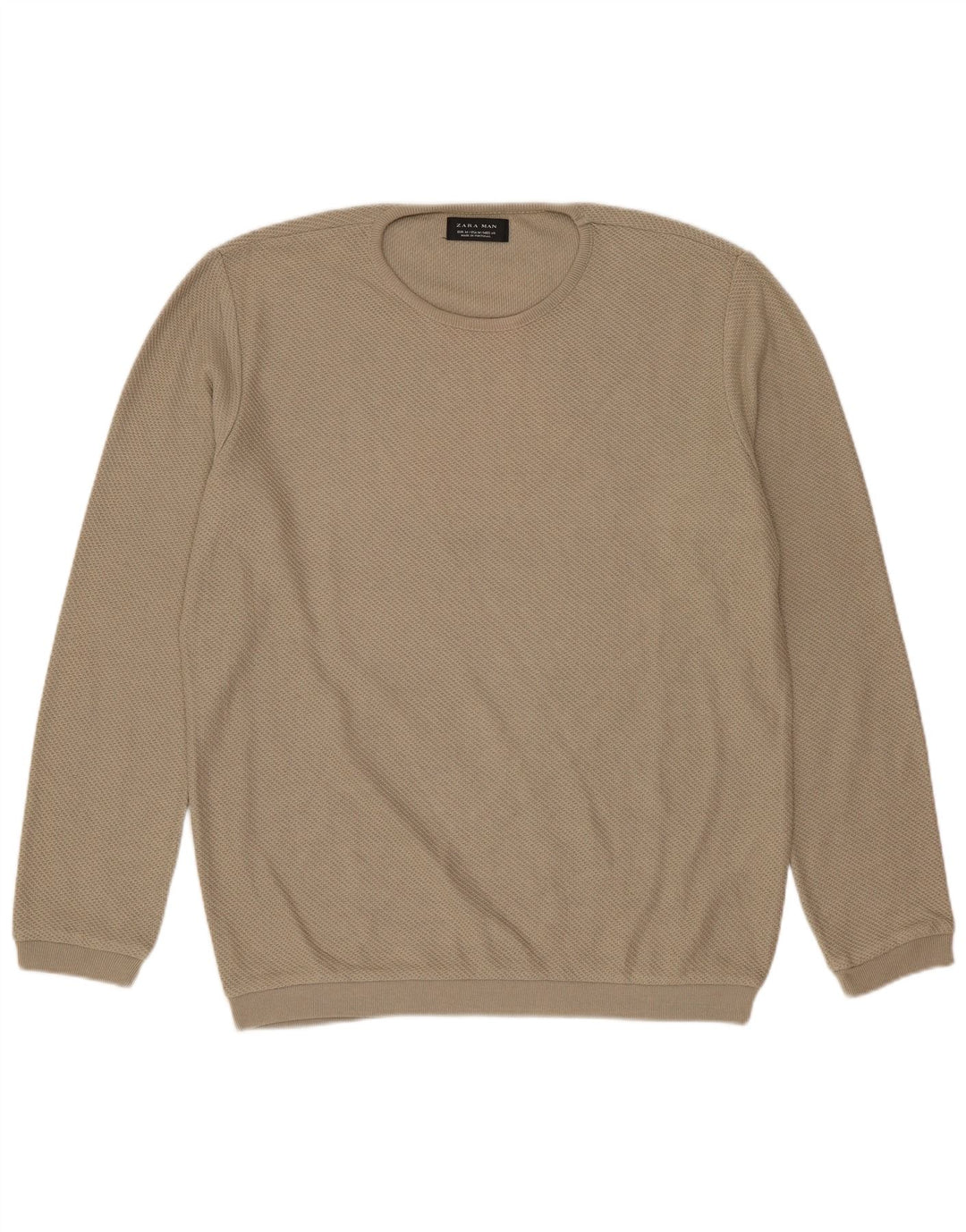 ZARA Maglione Girocollo da Uomo in Poliestere Beige Medio