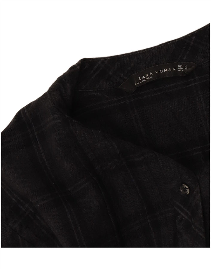 Abito a trapezio a maniche lunghe da donna Zara UK 14 grigio medio a quadri