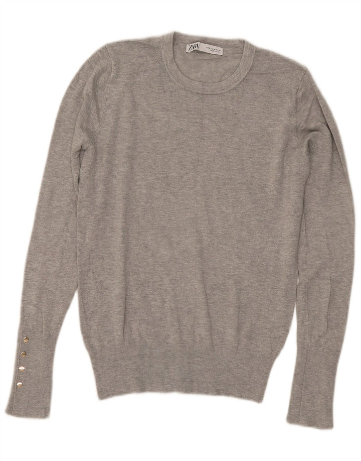 Maglione maglione girocollo da donna Zara UK 12 Grigio medio