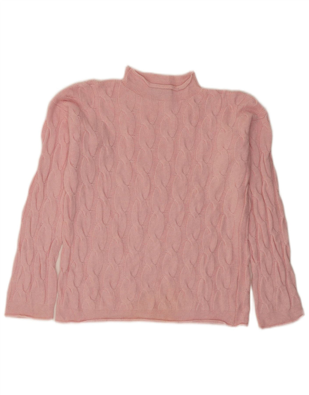 Maglione maglione a collo alto da donna BENETTON UK 10 piccolo rosa poliammide
