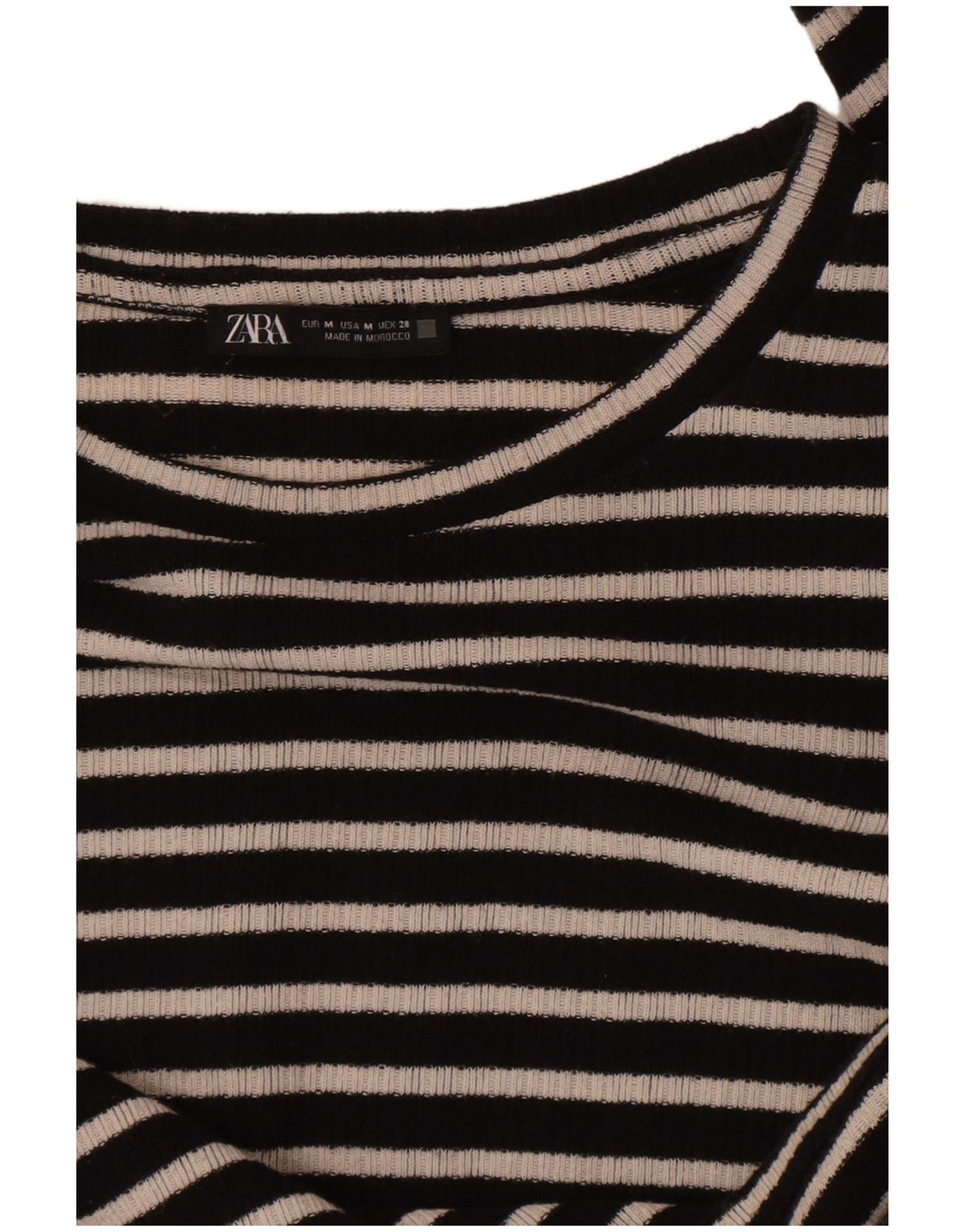 Top corto da donna Zara a maniche lunghe UK 12 medio nero a righe