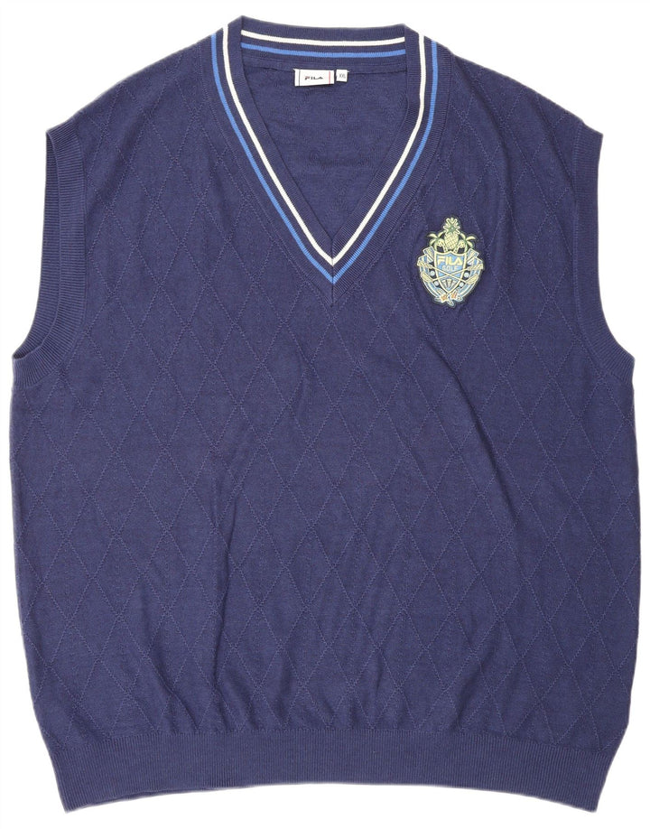 FILA Mens Vest Tank Top 2XL Navy Blue Polyacrylic