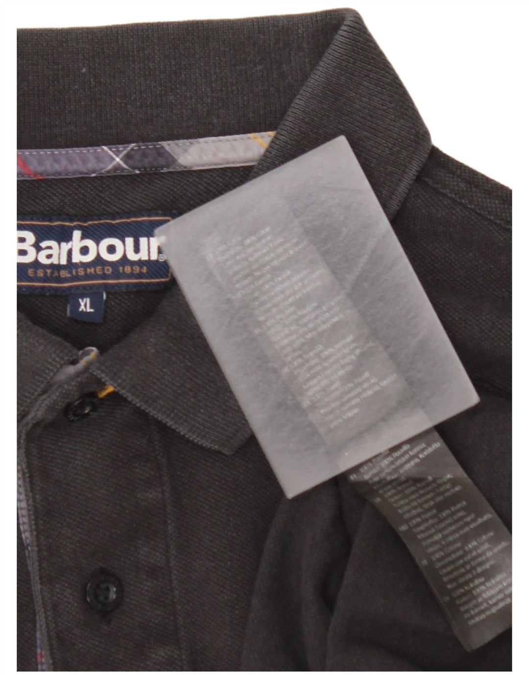 Polo da uomo a maniche lunghe BARBOUR XL in cotone nero