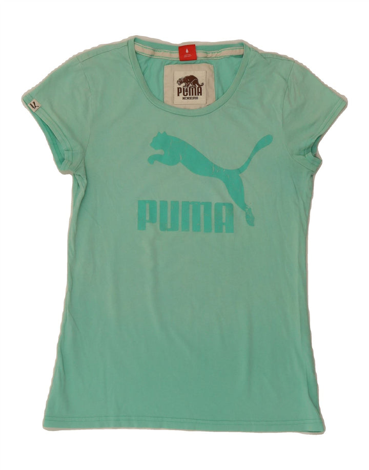PUMA Womens Graphic T-Shirt Top UK 12 Medium Green Vintage Puma and Second-Hand Puma from Messina Hembry 