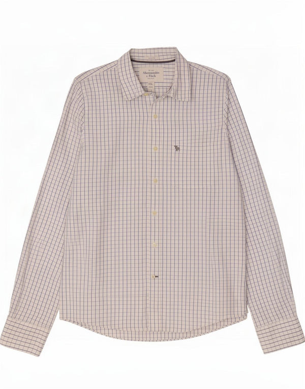 Camicia Muscle da uomo Abercrombie & Fitch 2XL in cotone a quadri bianchi