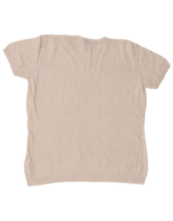 Maglione girocollo a maniche corte da donna Zara UK 16 Large Rayon grigio