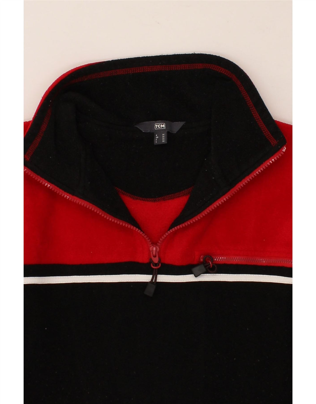 TCM Mens Zip Neck Fleece Jumper Medium Black Colourblock Polyester Vintage TCM and Second-Hand TCM from Messina Hembry 