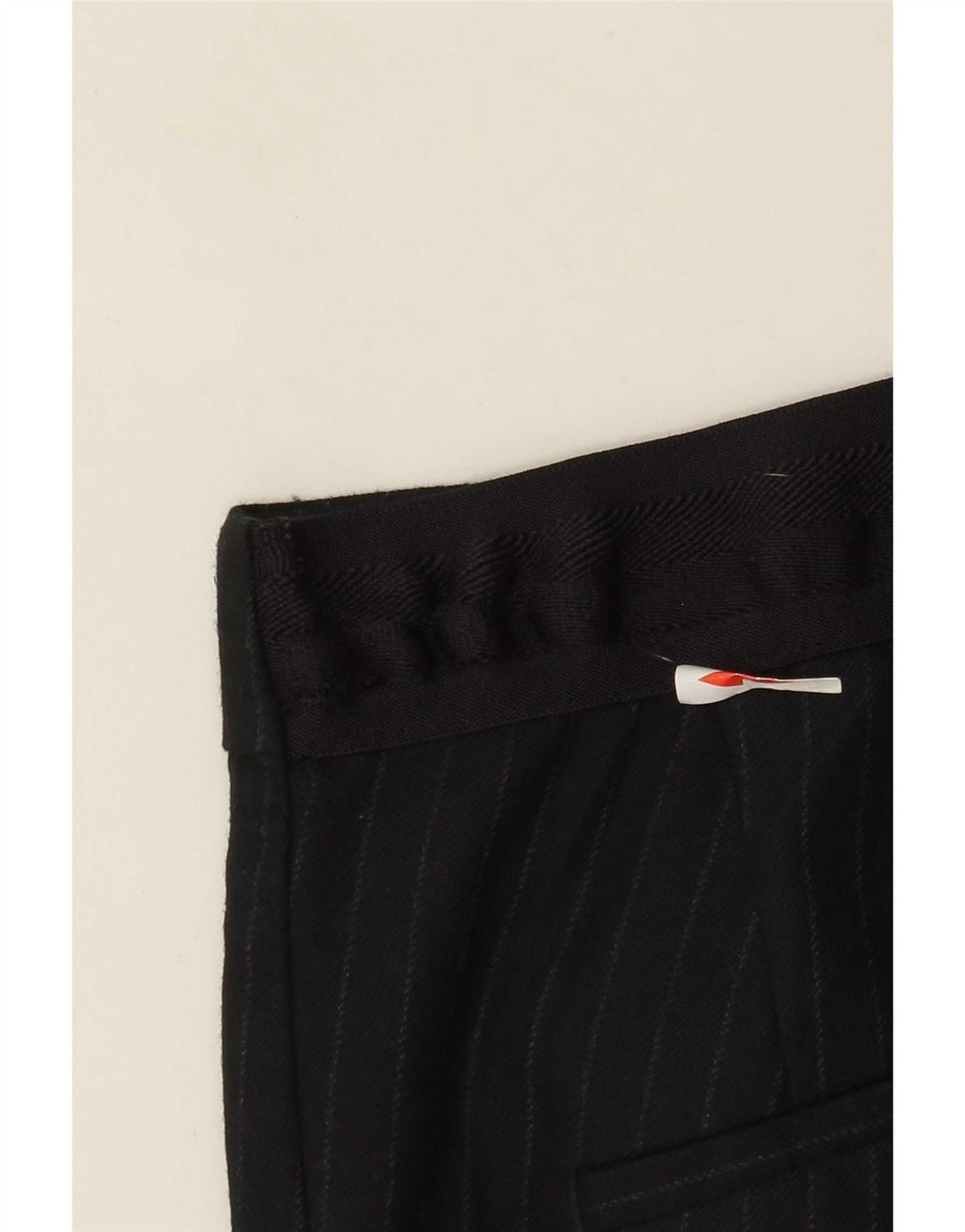 Pantaloni da abito slim da donna Zara piccoli W26 L27 poliestere gessato blu navy