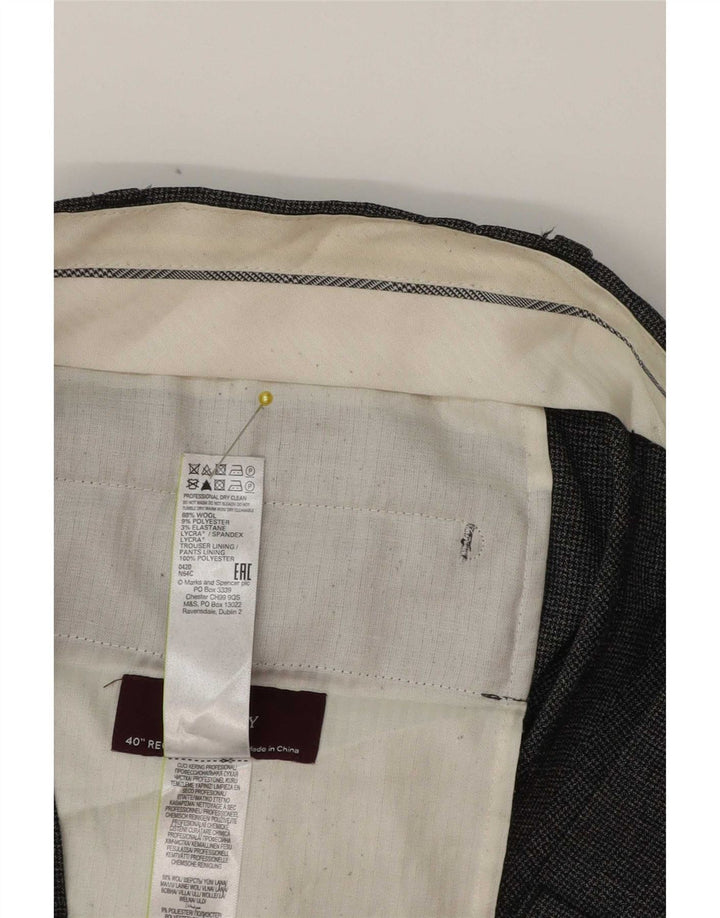 Pantaloni da abito affusolati da uomo Marks & Spencer W40 L31 classici in lana grigia