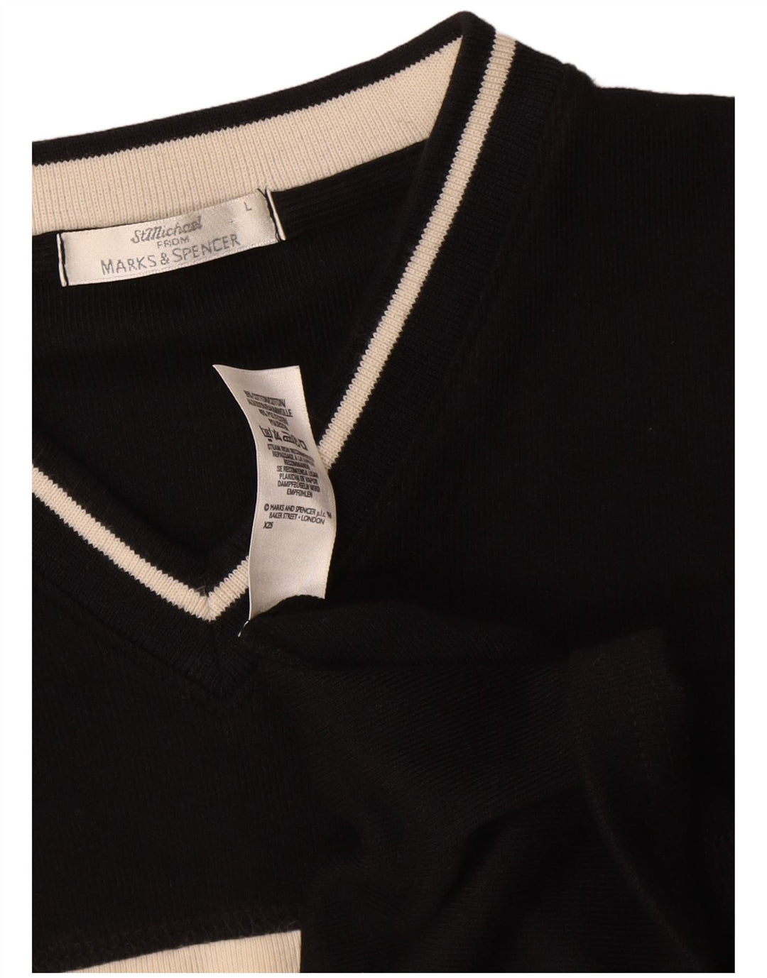 Marks & Spencer Mens St. Michael Top manica lunga grande blocco di colore nero