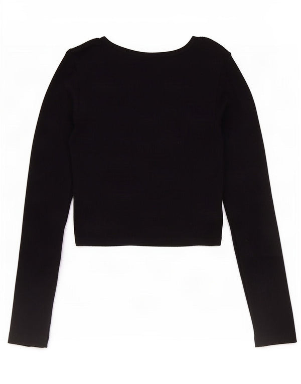Top corto da donna Zara manica lunga UK 4 XS blu navy