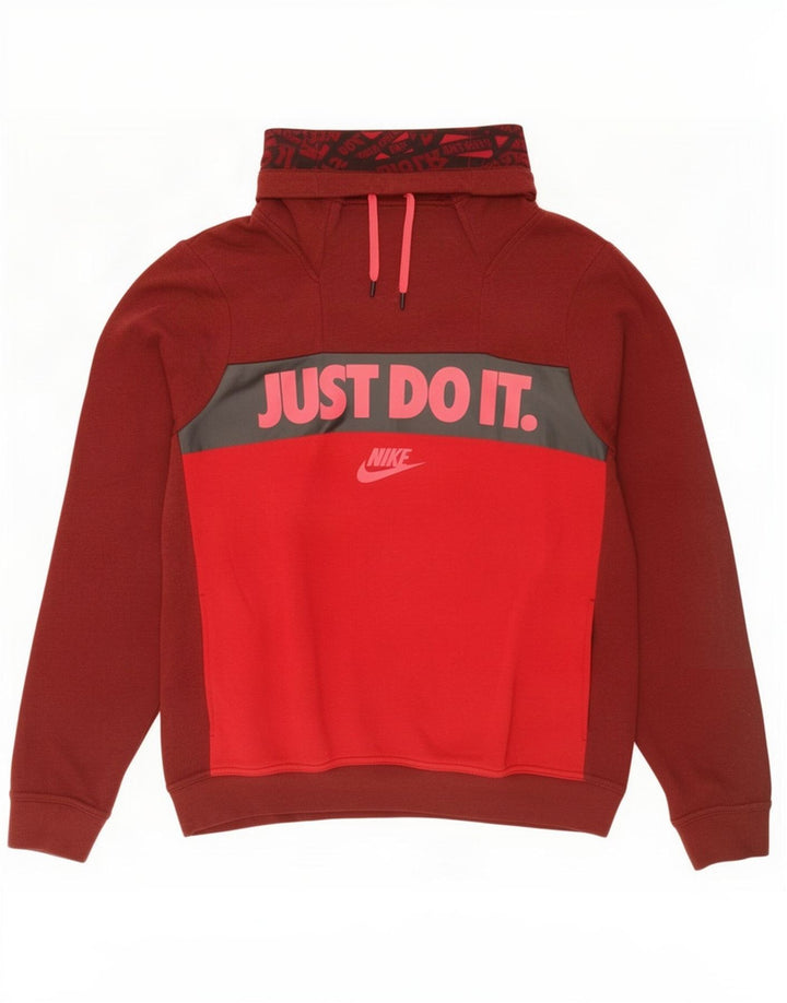 Felpa con grafica Nike da donna, maglione UK 14, cotone color block rosso medio