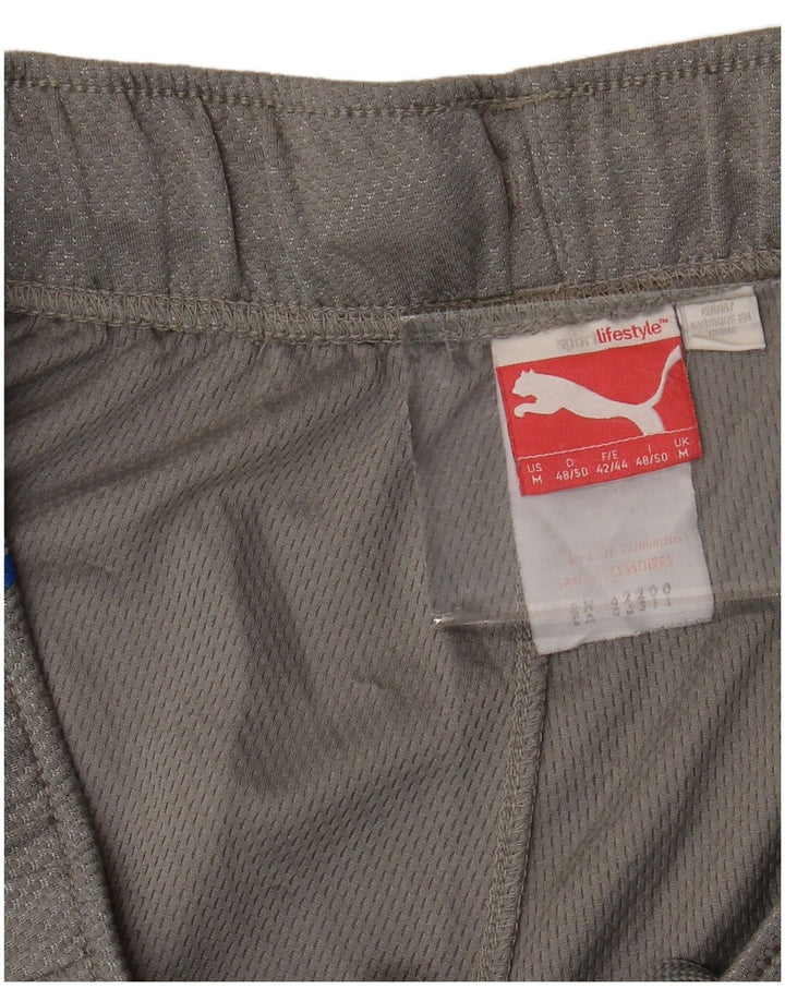 Pantaloncini sportivi da uomo PUMA in poliestere color block grigio medio
