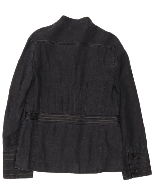 Giacca blazer militare a 6 bottoni da donna Laura Ashley UK 12 medio blu navy