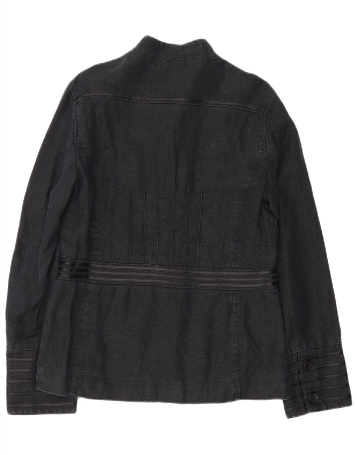 Giacca blazer militare a 6 bottoni da donna Laura Ashley UK 12 medio blu navy