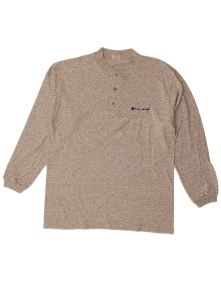 Top da uomo Champion a maniche lunghe in cotone grigio medio