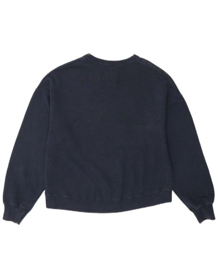 HOLLISTER Womens Sweatshirt Jumper UK 14 Medium Navy Blue Cotton