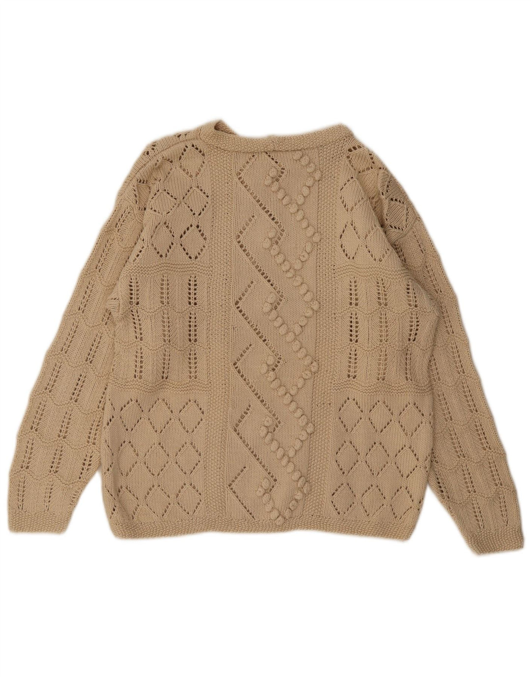 Maglione maglione vintage da donna con scollo a barca UK 14 Beige medio