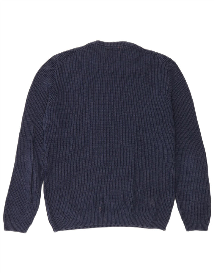 Maglione ZARA da uomo girocollo in cotone blu navy medio